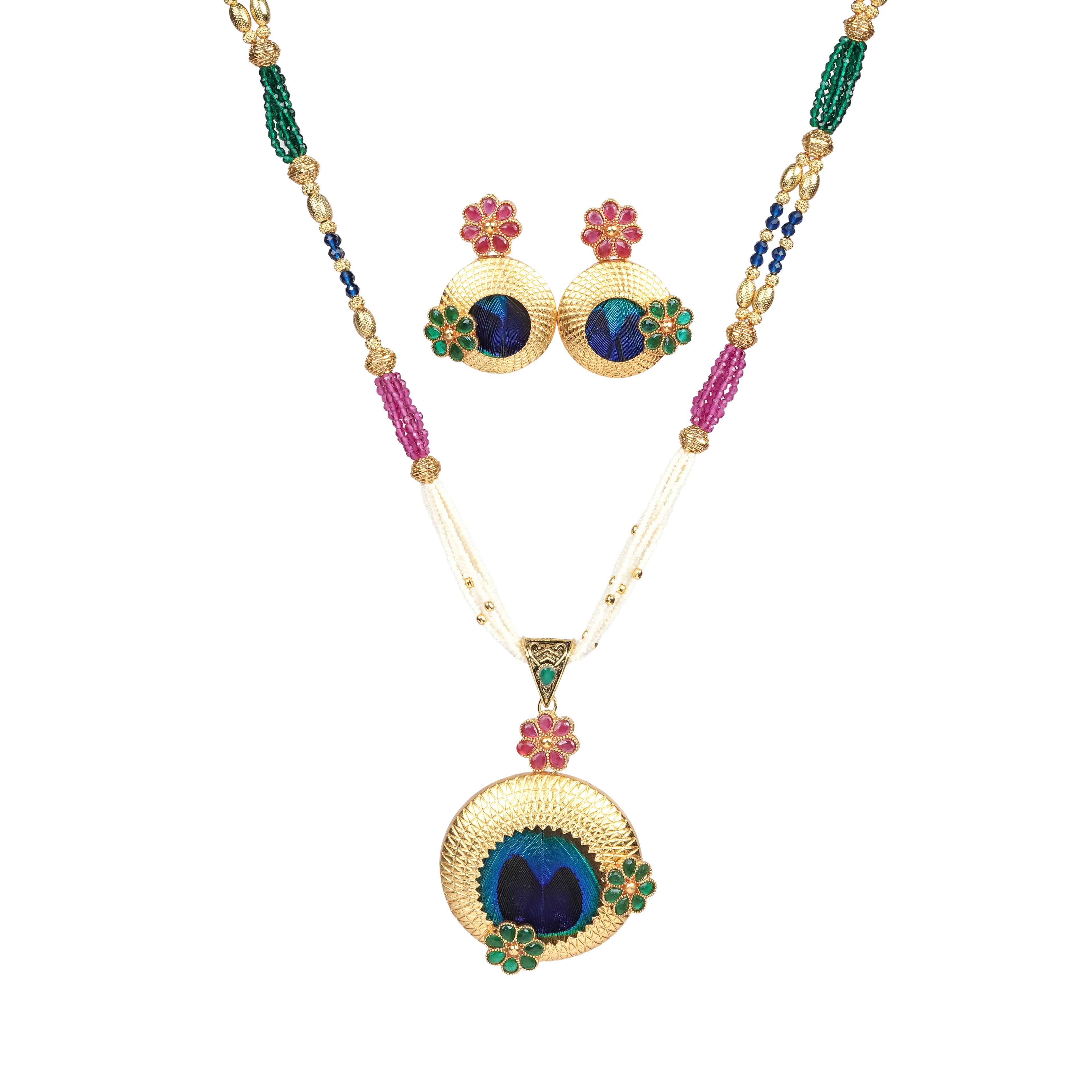 Peacock Bloom Artisan Jewelry Set