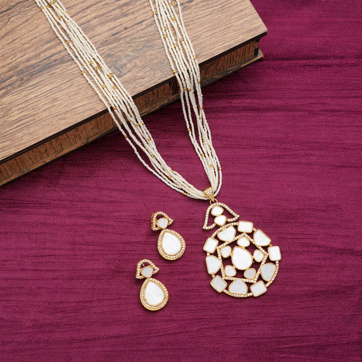 Mother-of-Pearl Mosaic Pendant Necklace Set