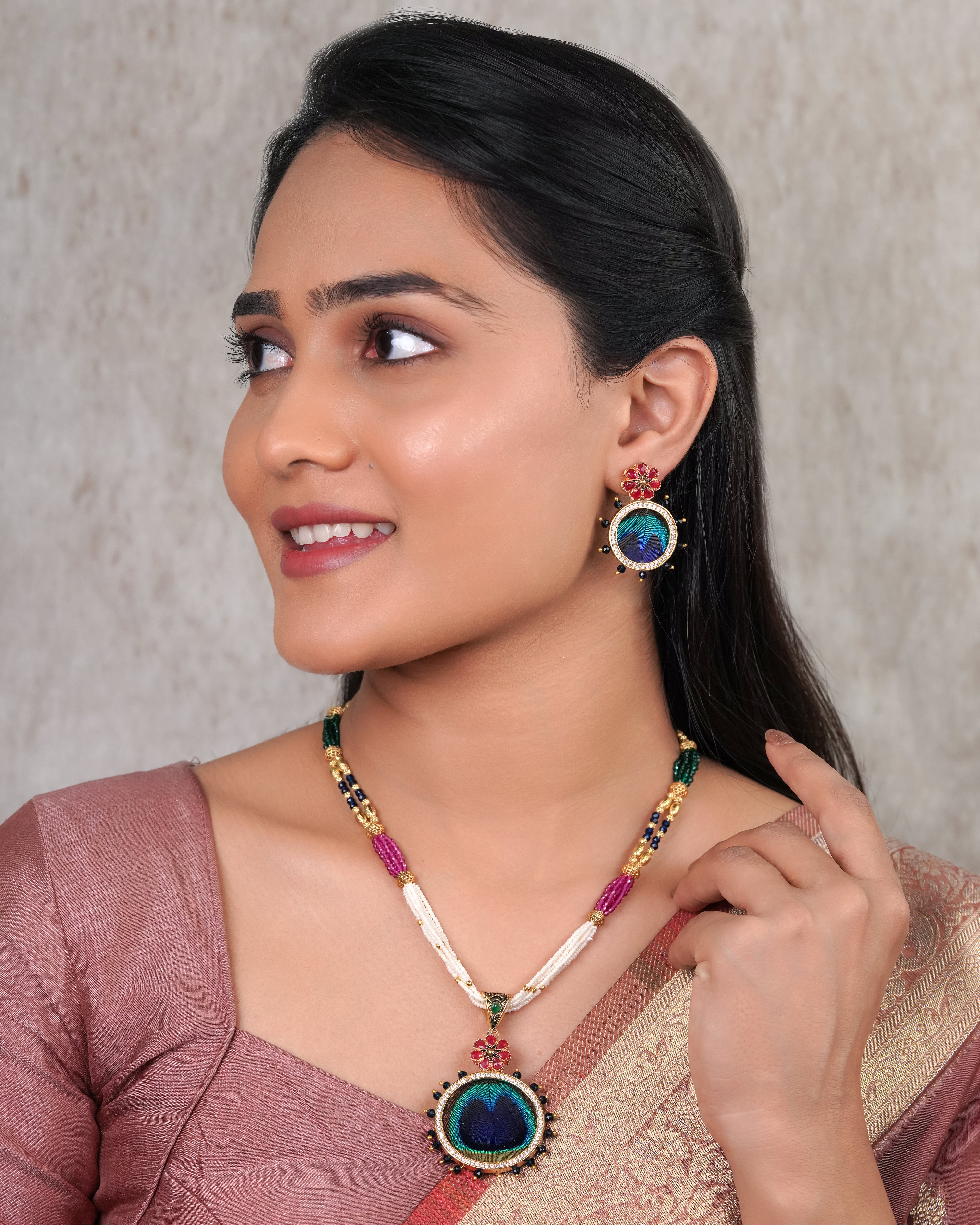 Peacock Aura Heritage Jewelry Set