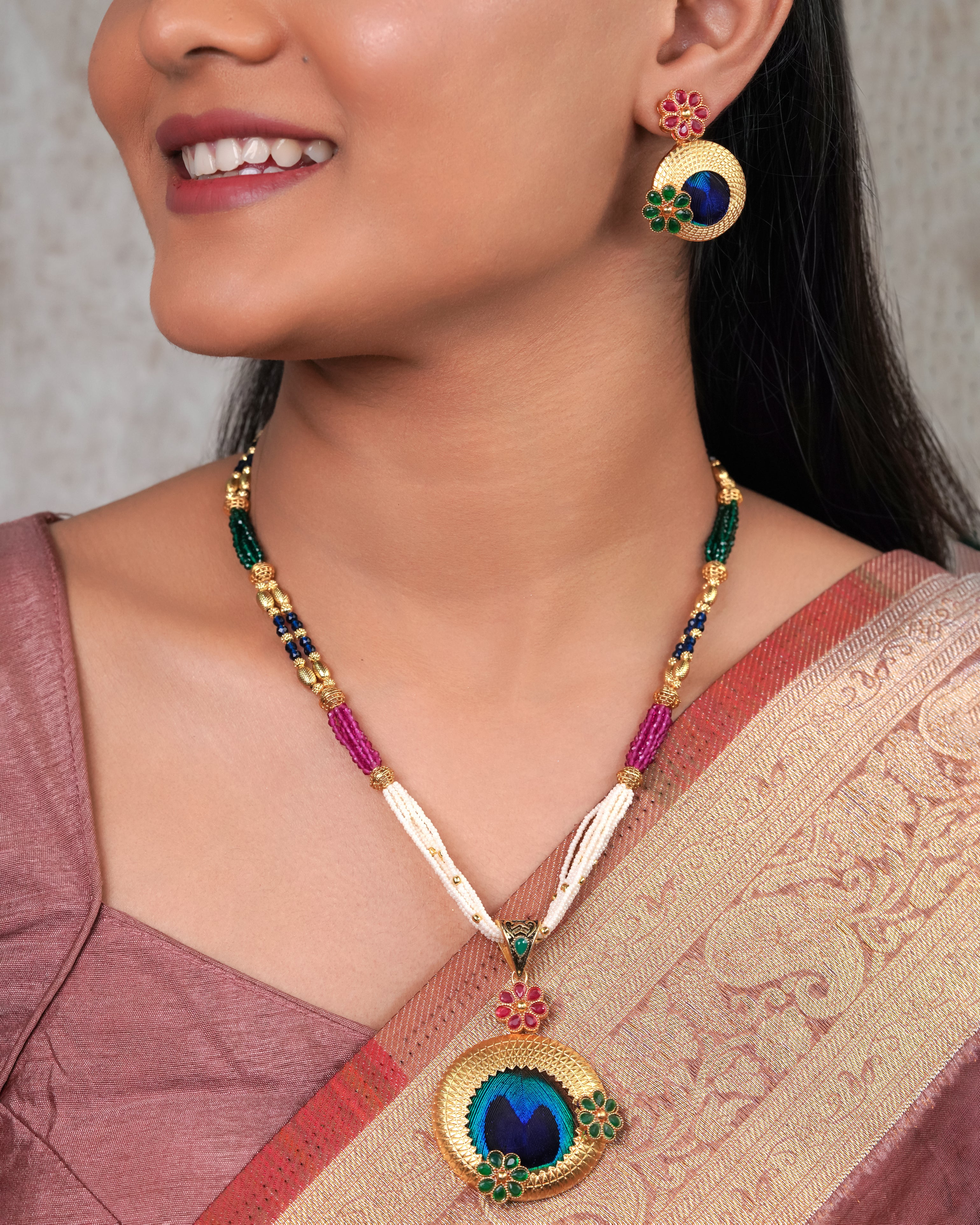 Peacock Bloom Artisan Jewelry Set