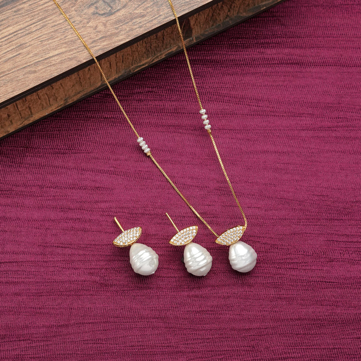 Elegant Pearl Drop Necklace & Earring Set