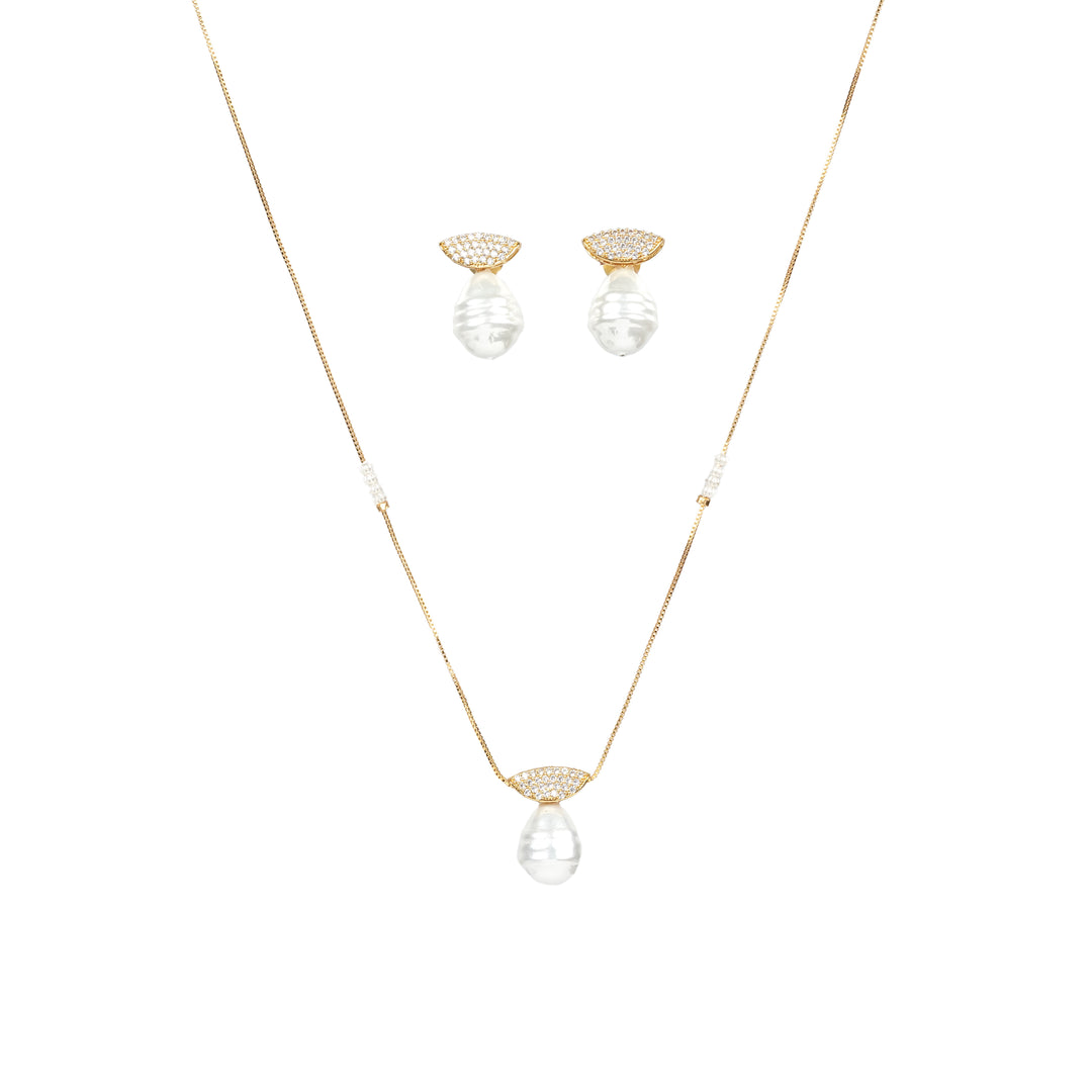 Elegant Pearl Drop Necklace & Earring Set