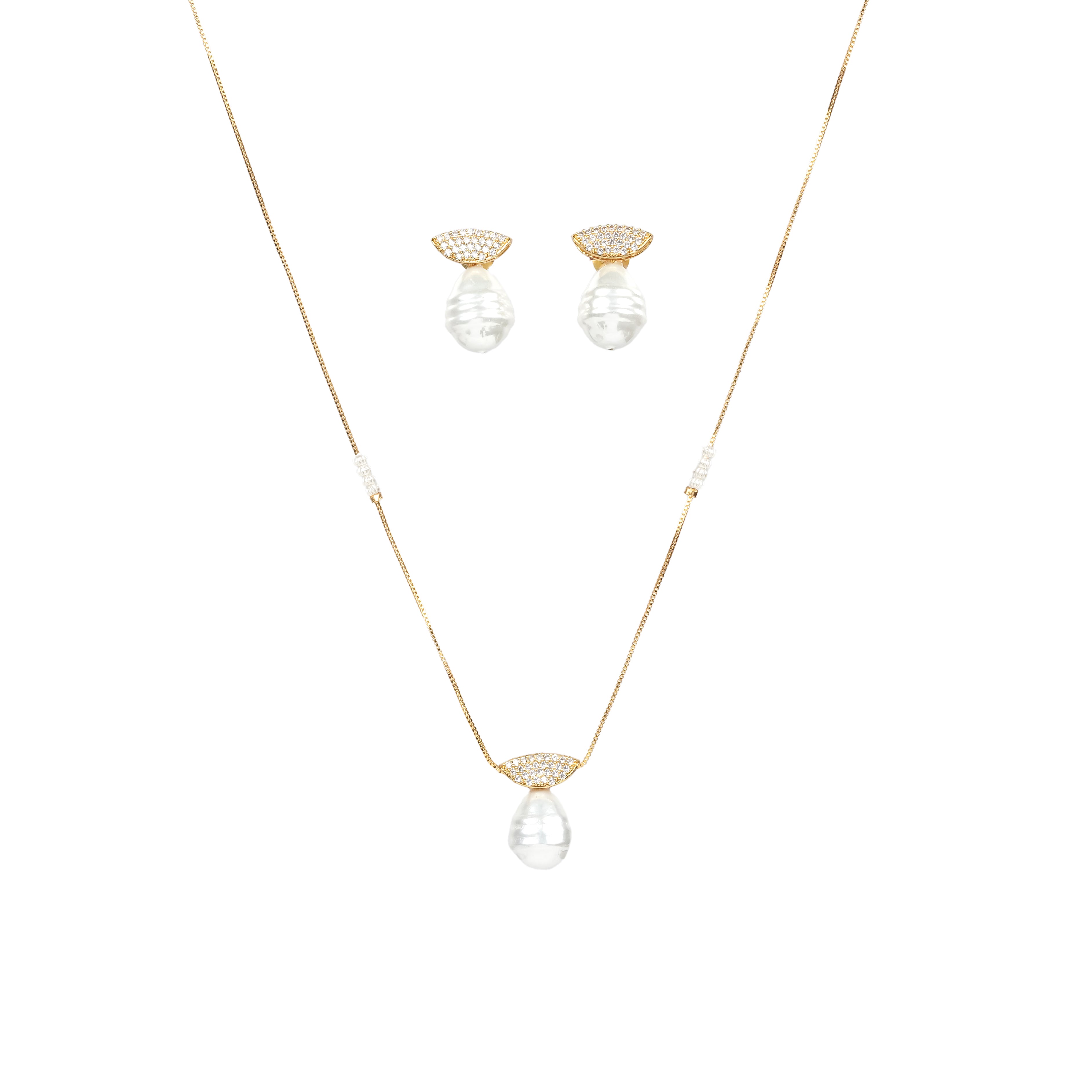 Elegant Pearl Drop Necklace & Earring Set