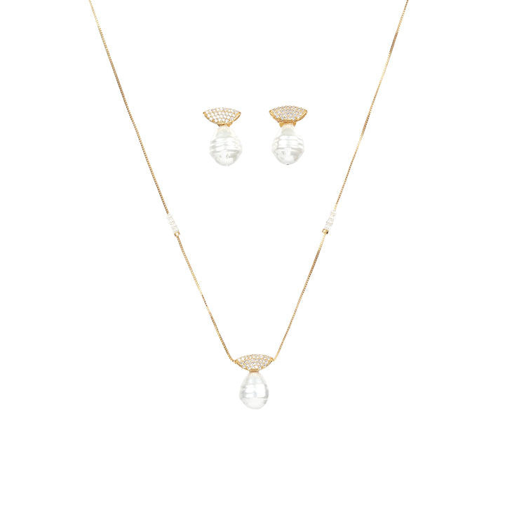 Elegant Pearl Drop Necklace & Earring Set