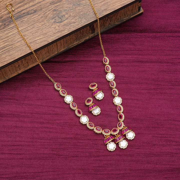 Ruby Radiance Oval-Cut Necklace & Earring Set
