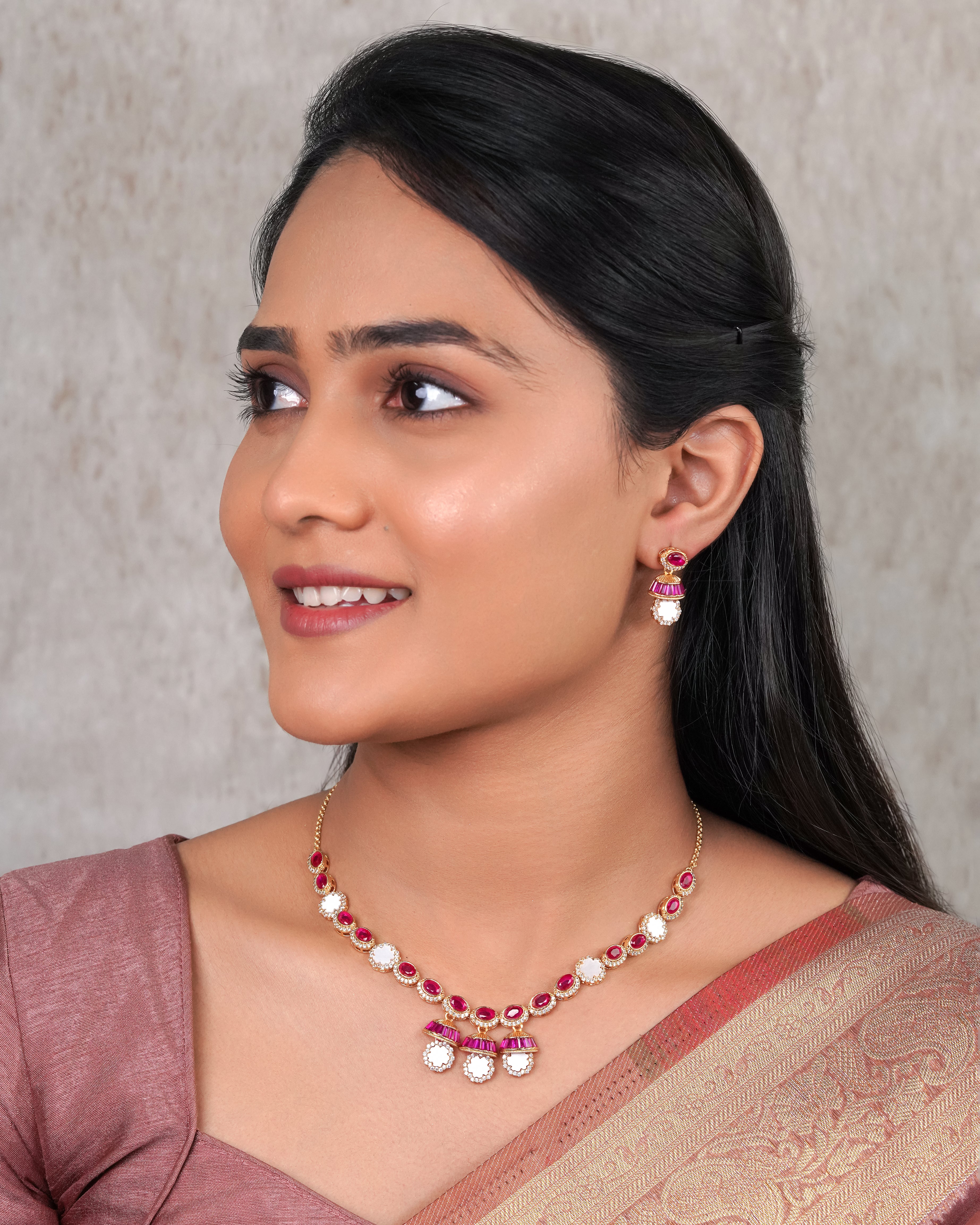 Ruby Radiance Oval-Cut Necklace & Earring Set