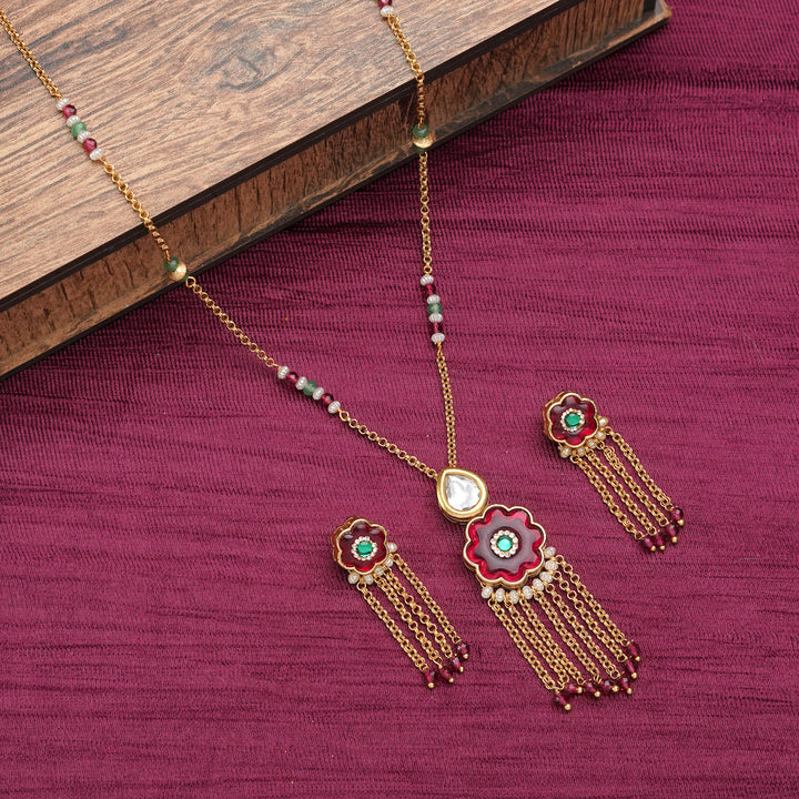 Elegant Floral Tassel Necklace Set