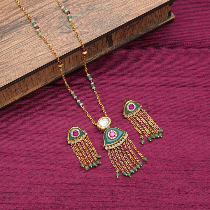 Enamel Eye Tassel Necklace Set
