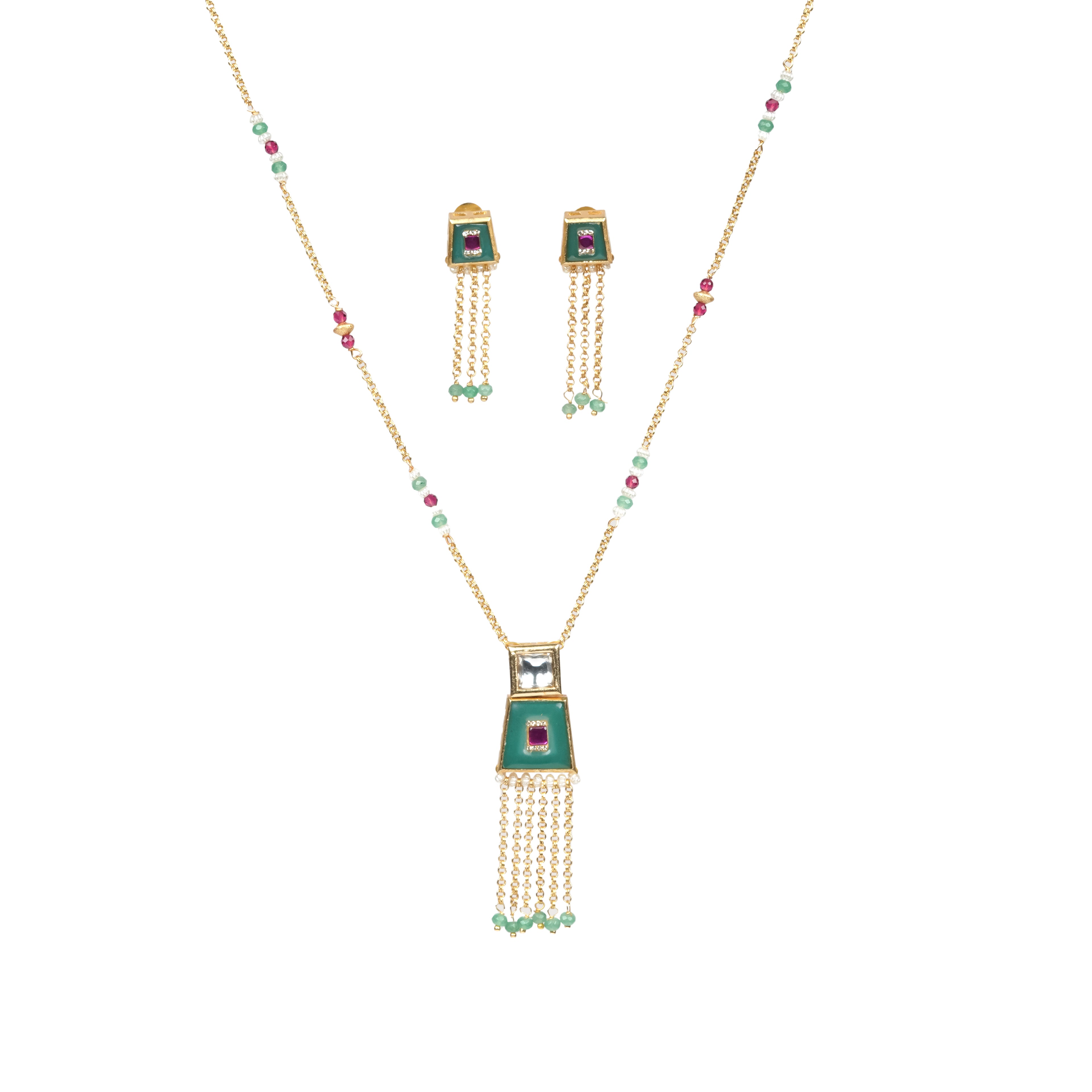 Contemporary Enamel Pendant Tassel Set