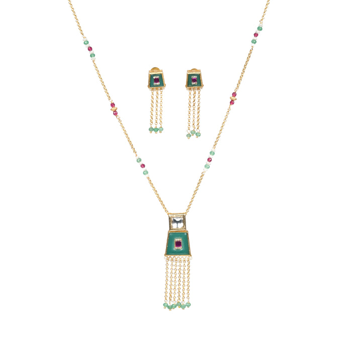 Contemporary Enamel Pendant Tassel Set