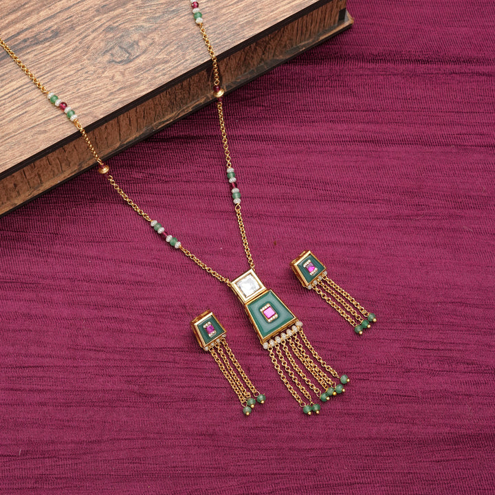 Contemporary Enamel Pendant Tassel Set