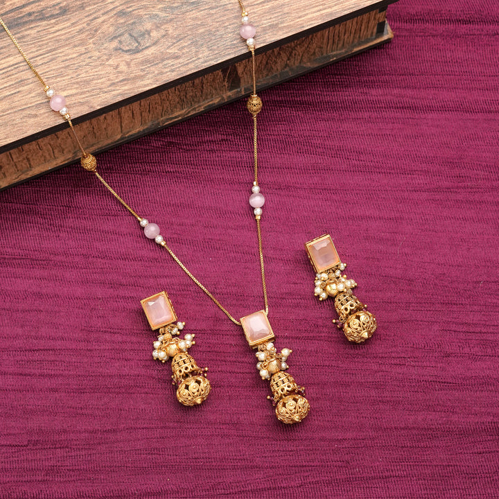 Pastel Stone & Pearl Drop Necklace Set