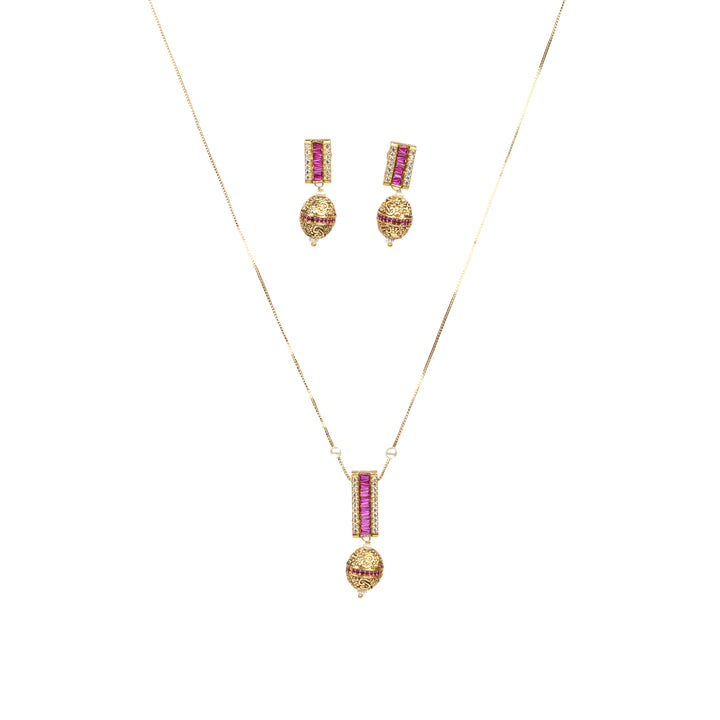 Ruby Royale Bar Pendant Set