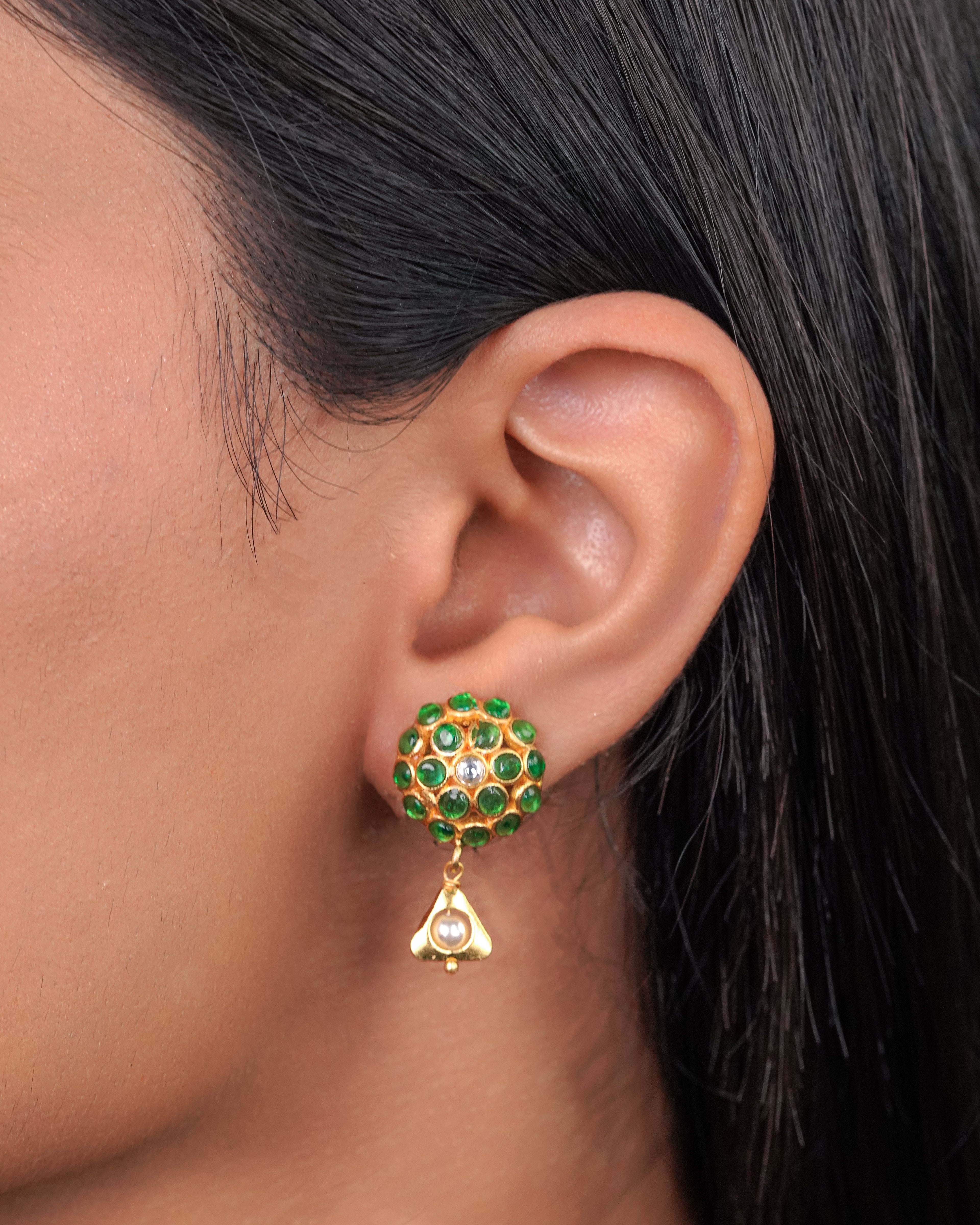 Ruby Drop & Emerald Dome Meenakari Necklace Set