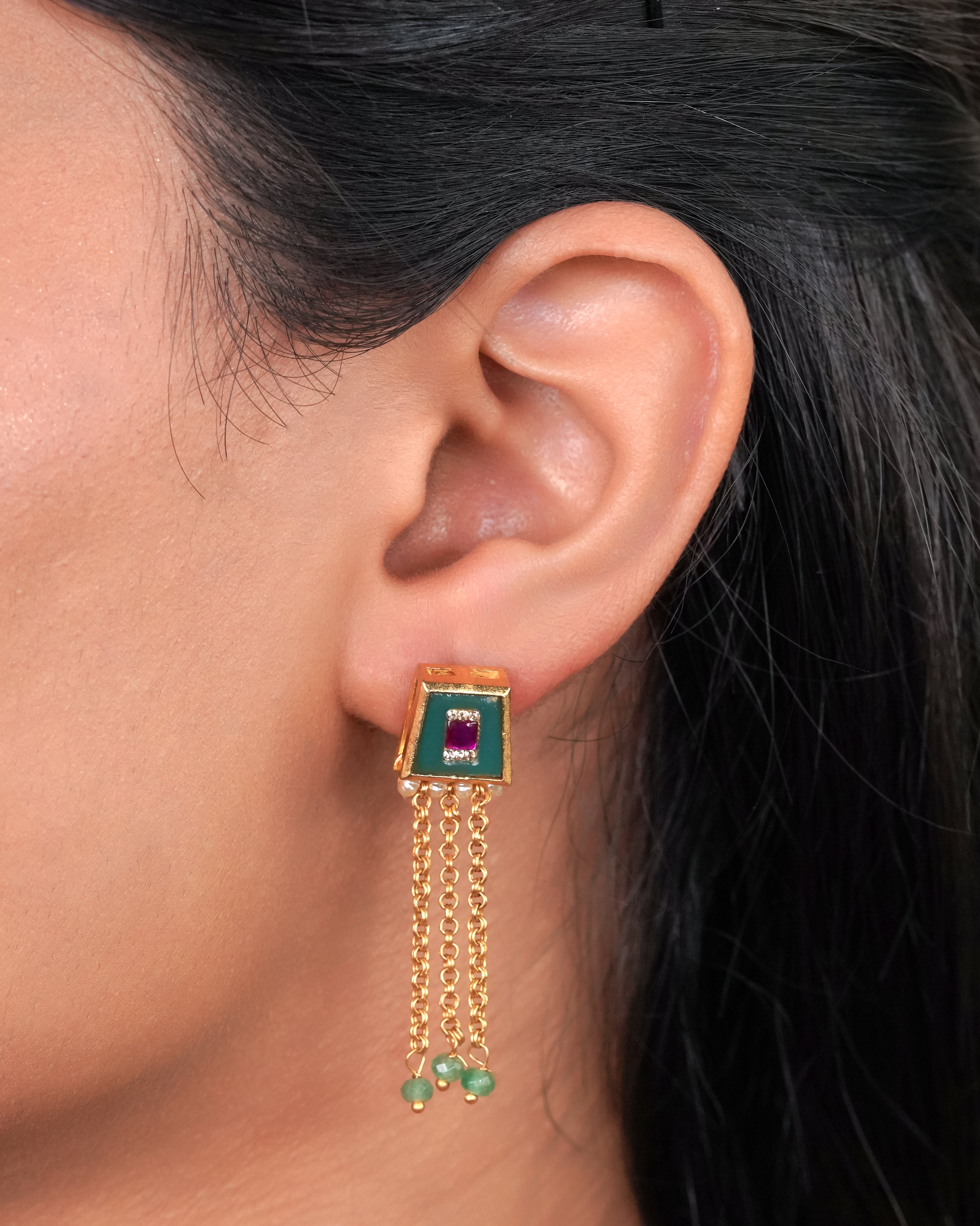 Contemporary Enamel Pendant Tassel Set