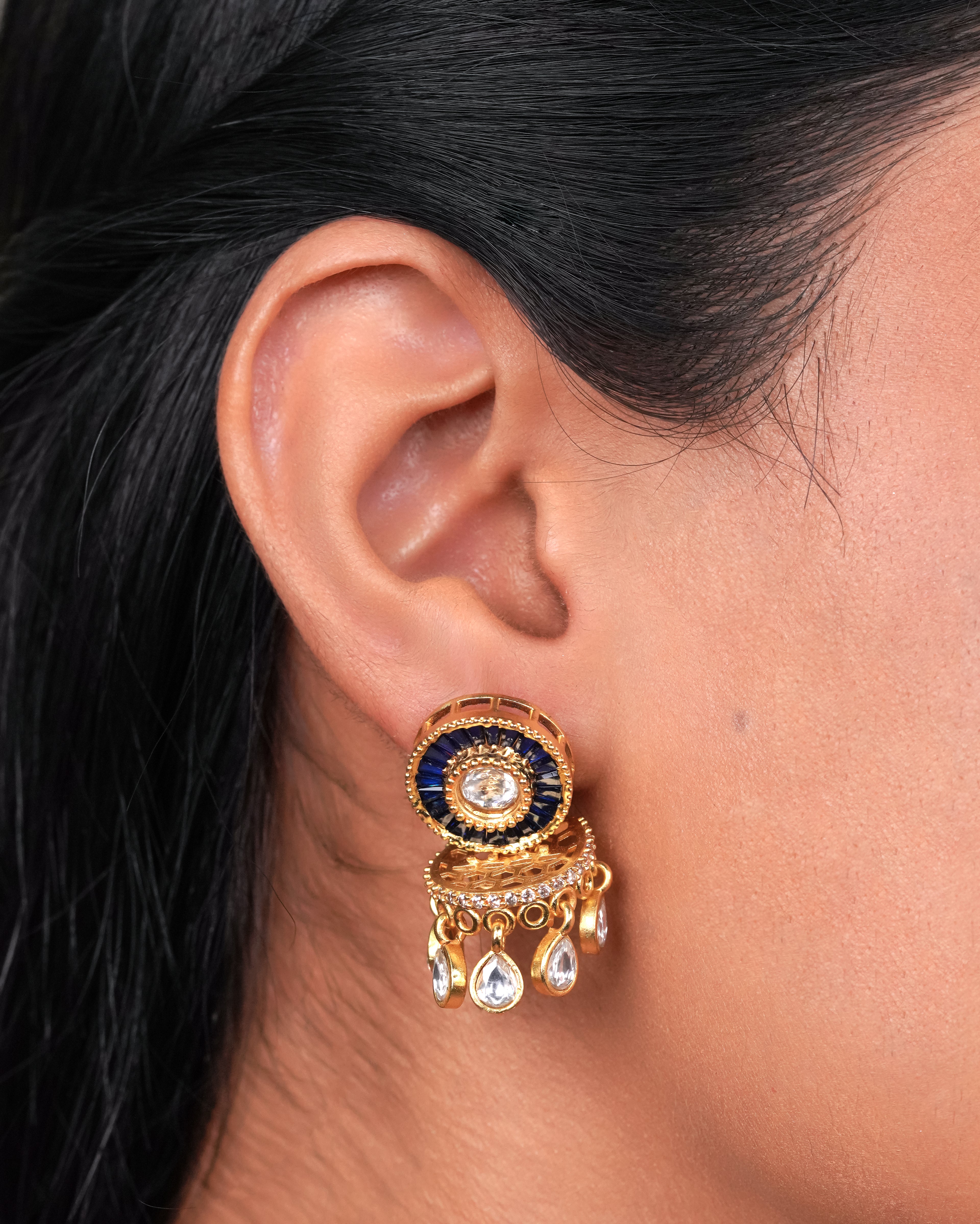 Blue & Lilac Enamel Disc Pendant Necklace Set