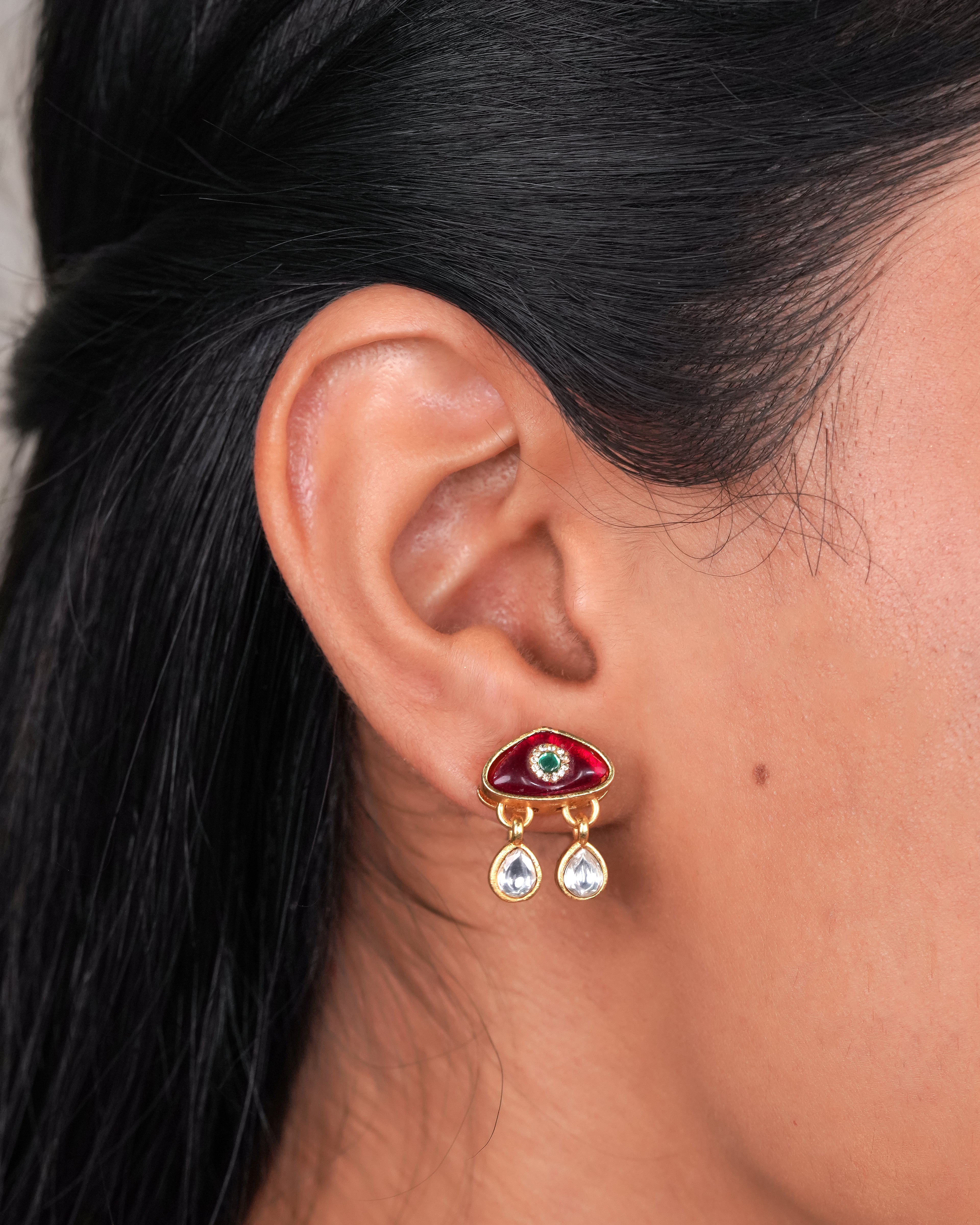 Emerald Green Kundan Necklace Set