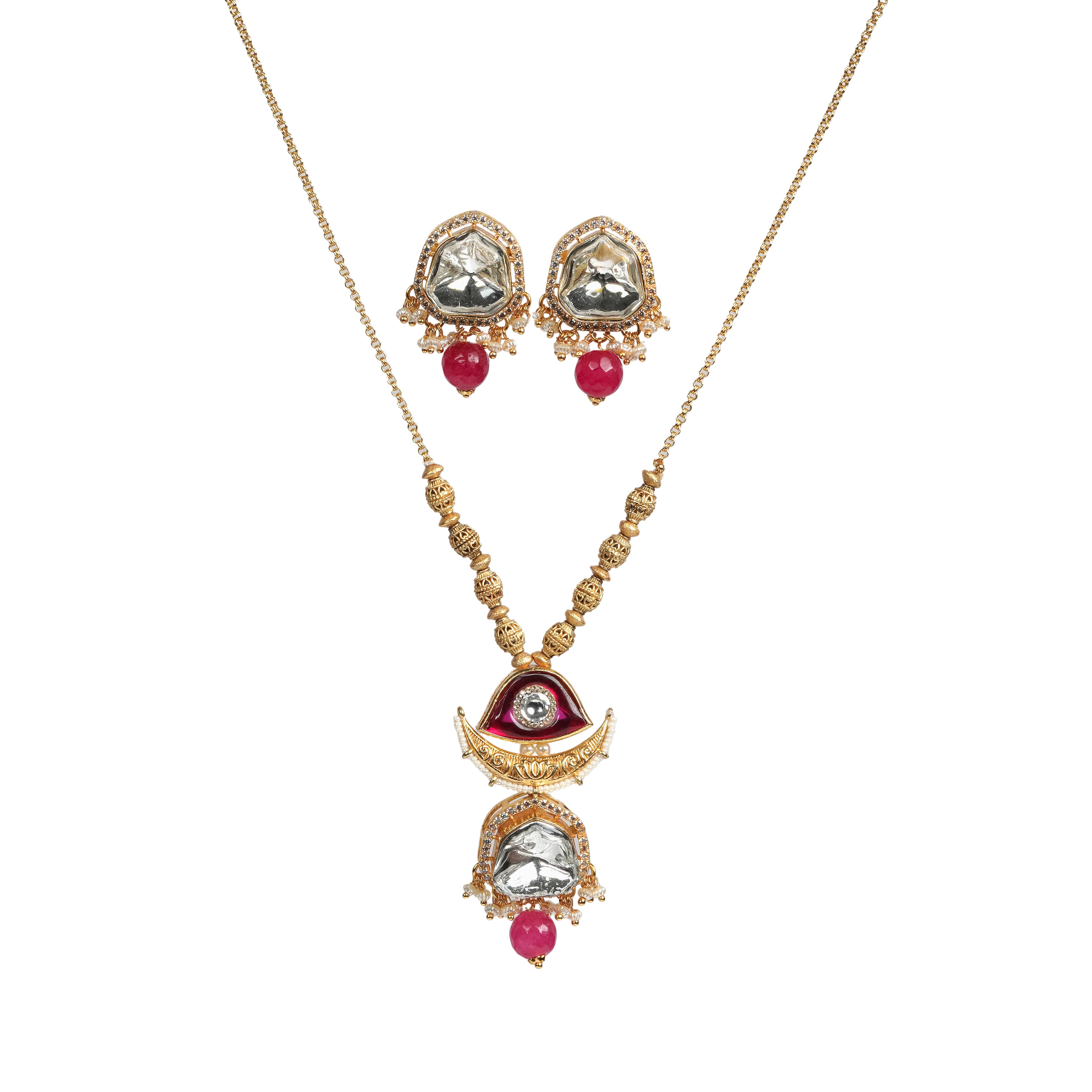 Regal Ruby Jharokha Jewelry Set