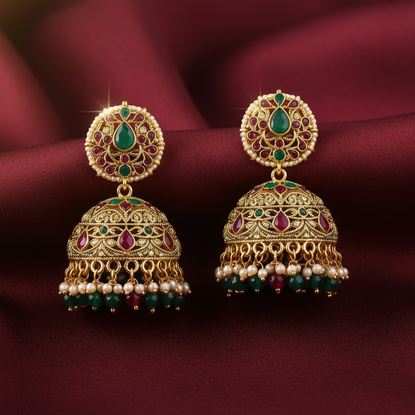 can you create a square banner image for ear ring, tradisnal looking imitation jewelry 